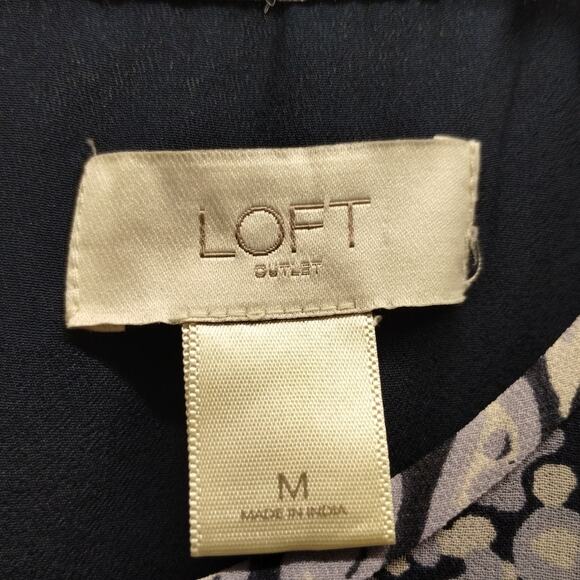 LOFT Outlet Womens Size Medium Blue Paisley Floral Flare Sheer Sleeve Mini Dress - Picture 7 of 8